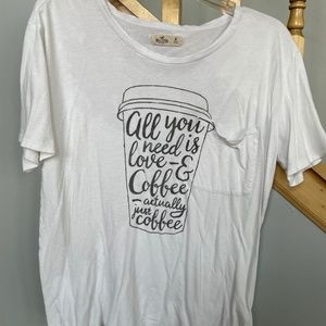 HOLLISTER OVERSIZED GRAFFIC  COFFEE T-SHIRT SZ M